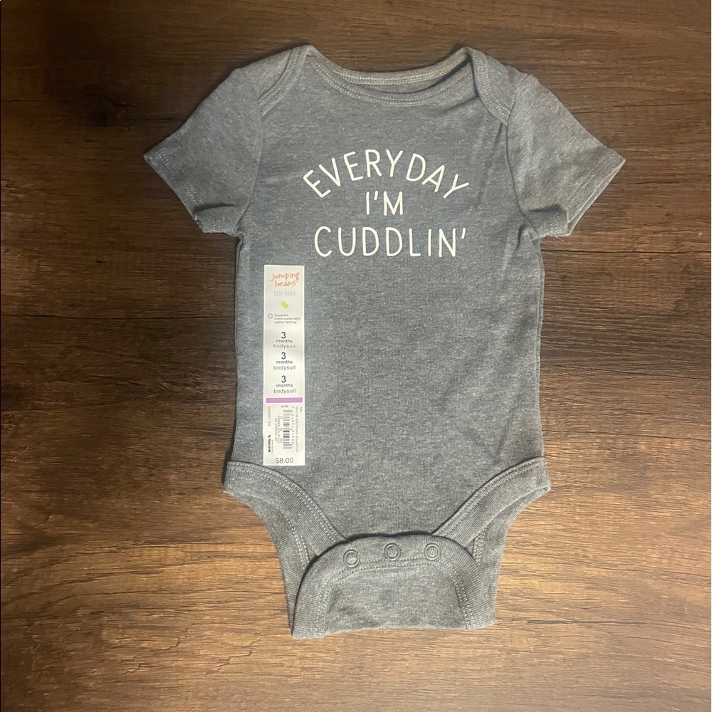 Gray short sleeve onesie, 3 months